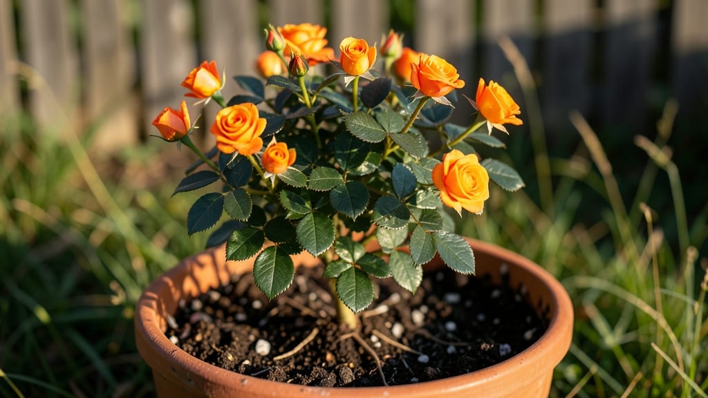 Miniature Orange Rose Bush: Sun-Kissed Blooms in Compact Elegance