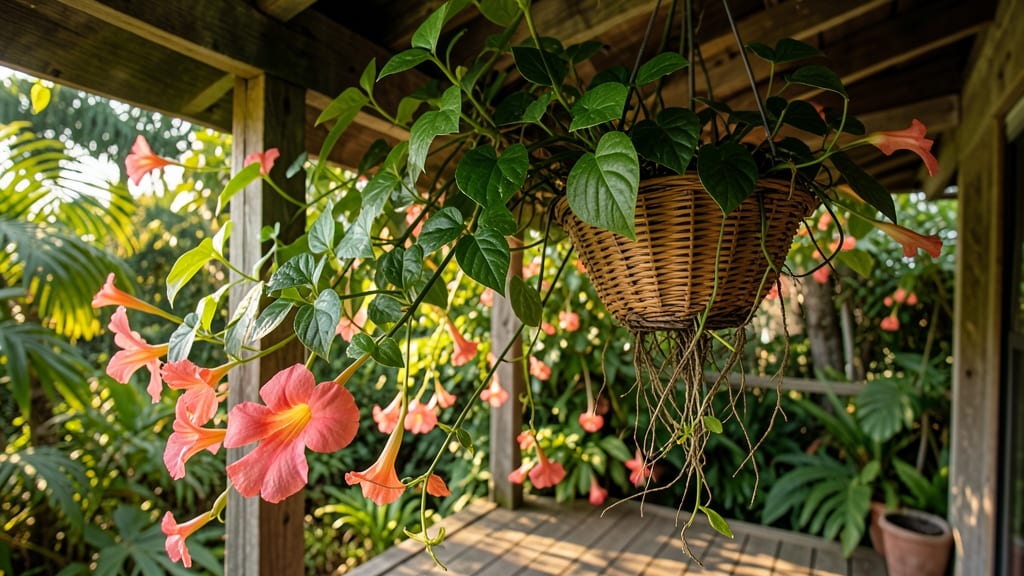 Coral Trumpet Vine for Dramatic Cascades