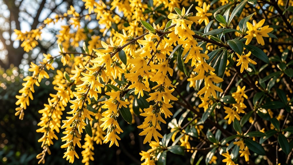 Forsythia with Golden Blooms