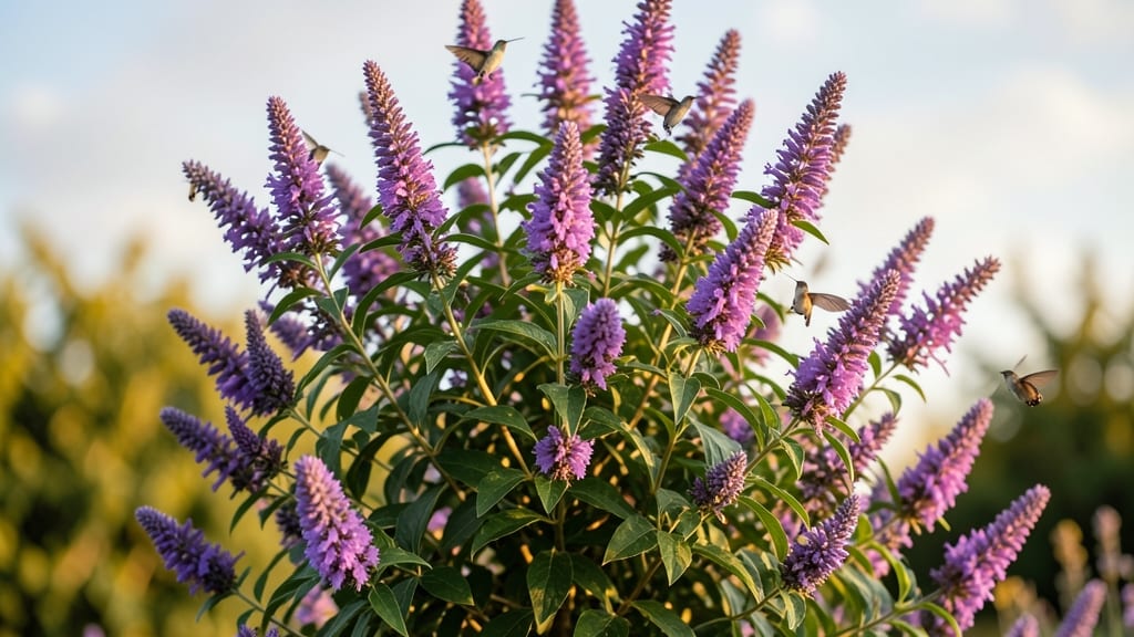 Butterfly Bush with Purple Coneflowers