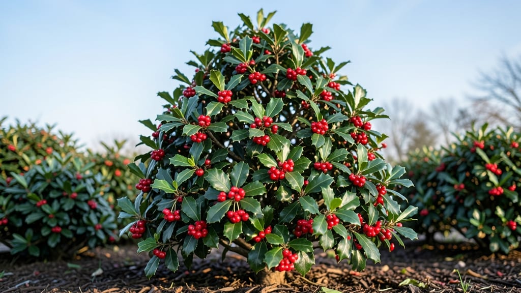 Holly Bushes with Year-Round Color