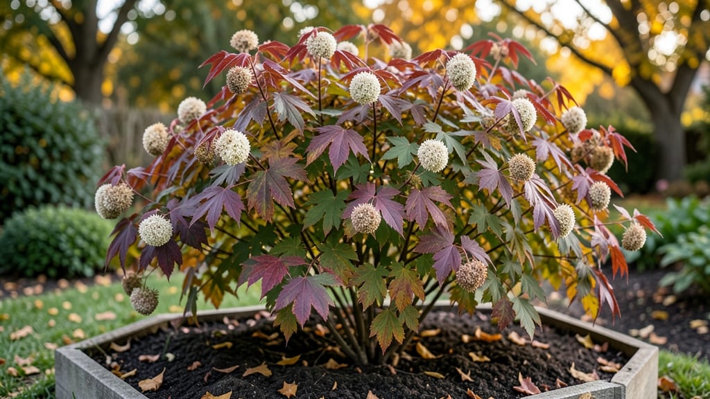 Snowball Bush in Fall: Layered Pruning for Winter-Ready Structure